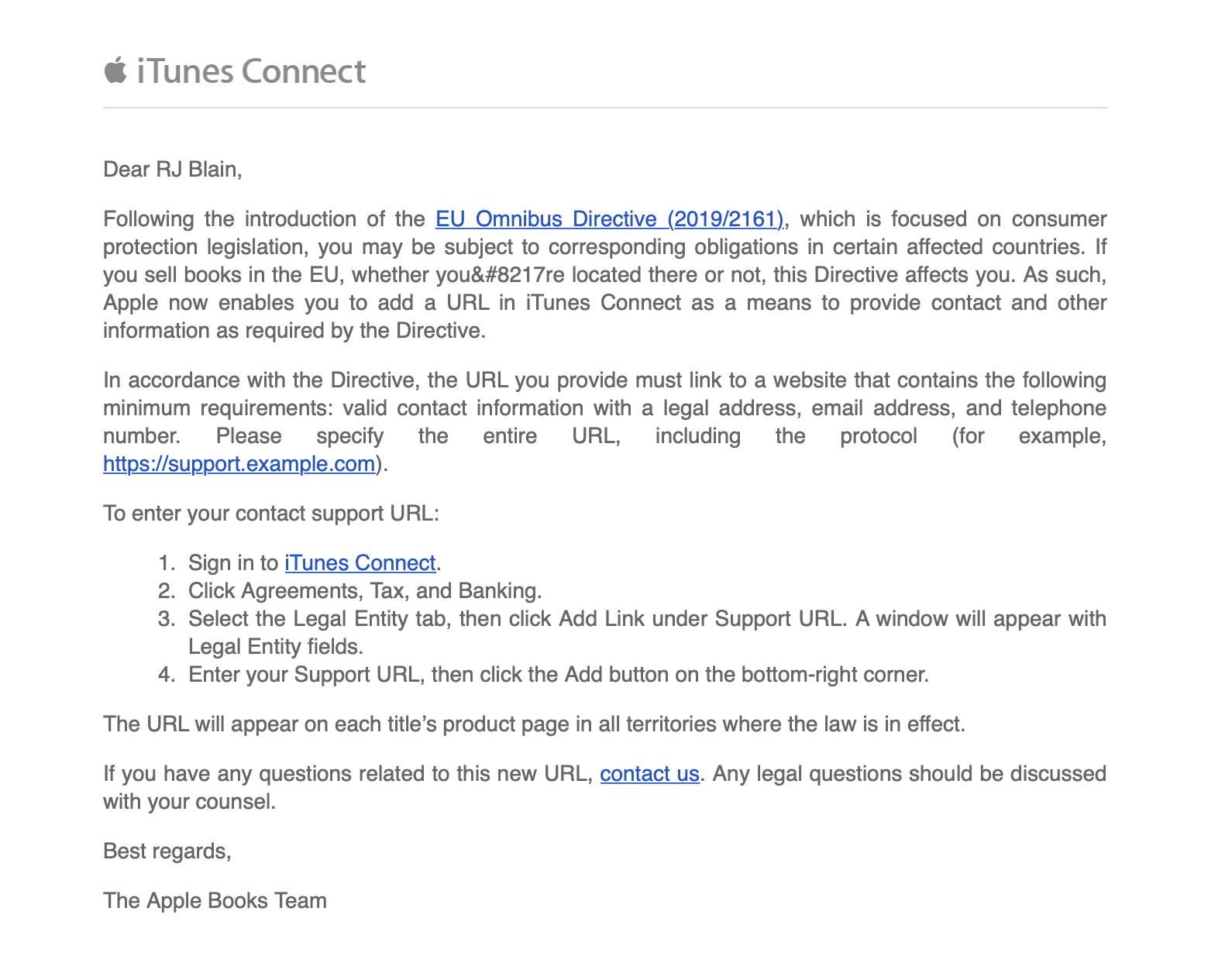 A Note Re: EU Titles and a new EU Directive for Consumer Protections. (Apple Books users, please read!)